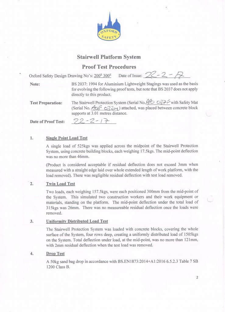Oxford Stairway Platform System method-of-use data sheet, page 2